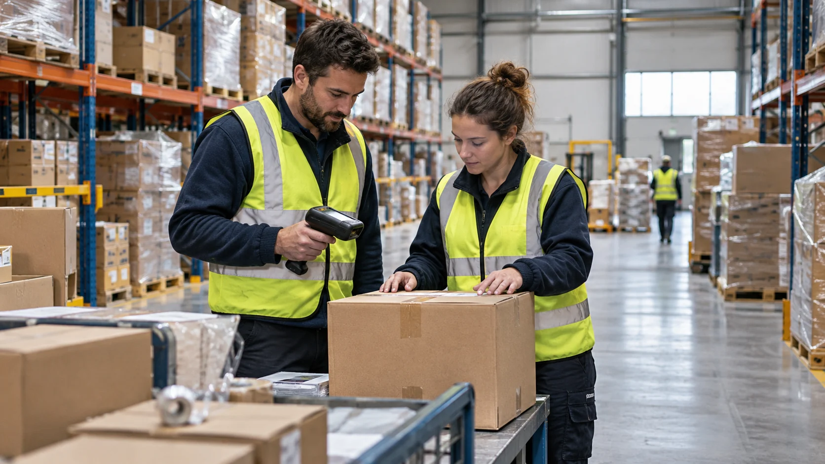 Logistics team handling shipment operations